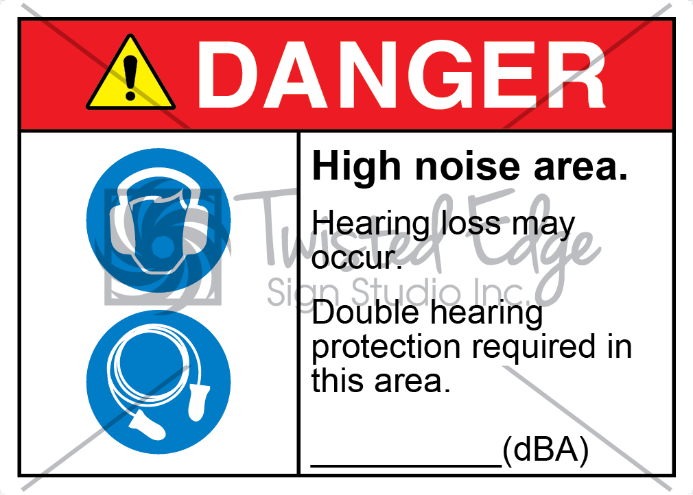 High Noise Area Double Hearing Protection Required Safety Sign Danger High Noise Area Double Hearing Protection Required