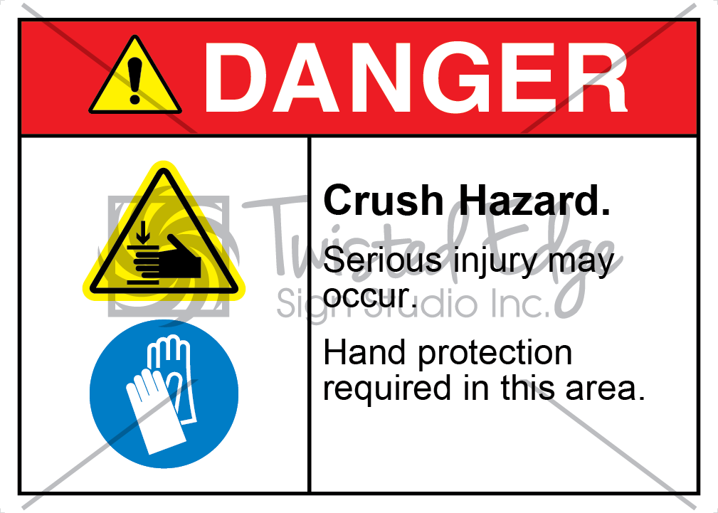 Crush Hazard Hand Protection Required Safety Sign Danger Crush Hazard Hand Protection Required