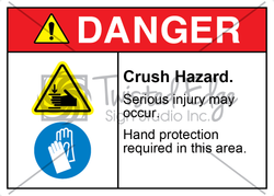 Safety Sign Danger Crush Hazard Hand Protection Required