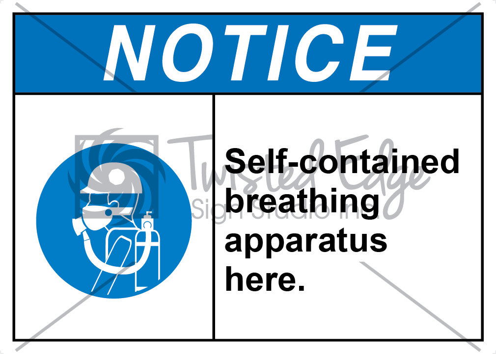 Self-contained Breathing Apparatus Here Safety Sign Notice Self-contained Breathing Apparatus Here