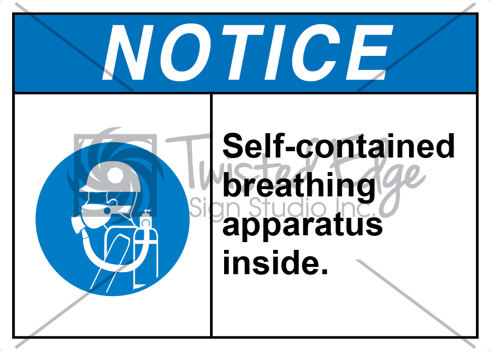 Self-contained Breathing Apparatus Inside Safety Sign Notice Self-contained Breathing Apparatus Inside