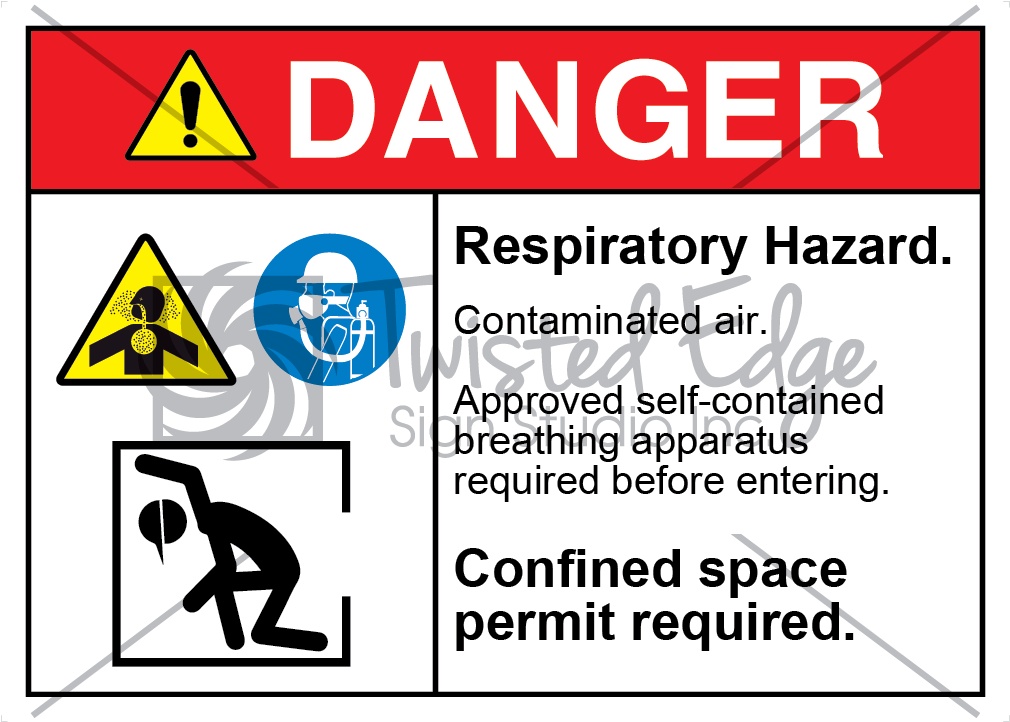 Respiratory Hazard Contaminated Air Safety Sign Danger Respiratory Hazard Contaminated Air