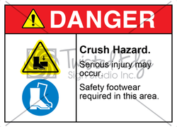 Safety Sign Danger Crush Hazard Safety Footwear Required