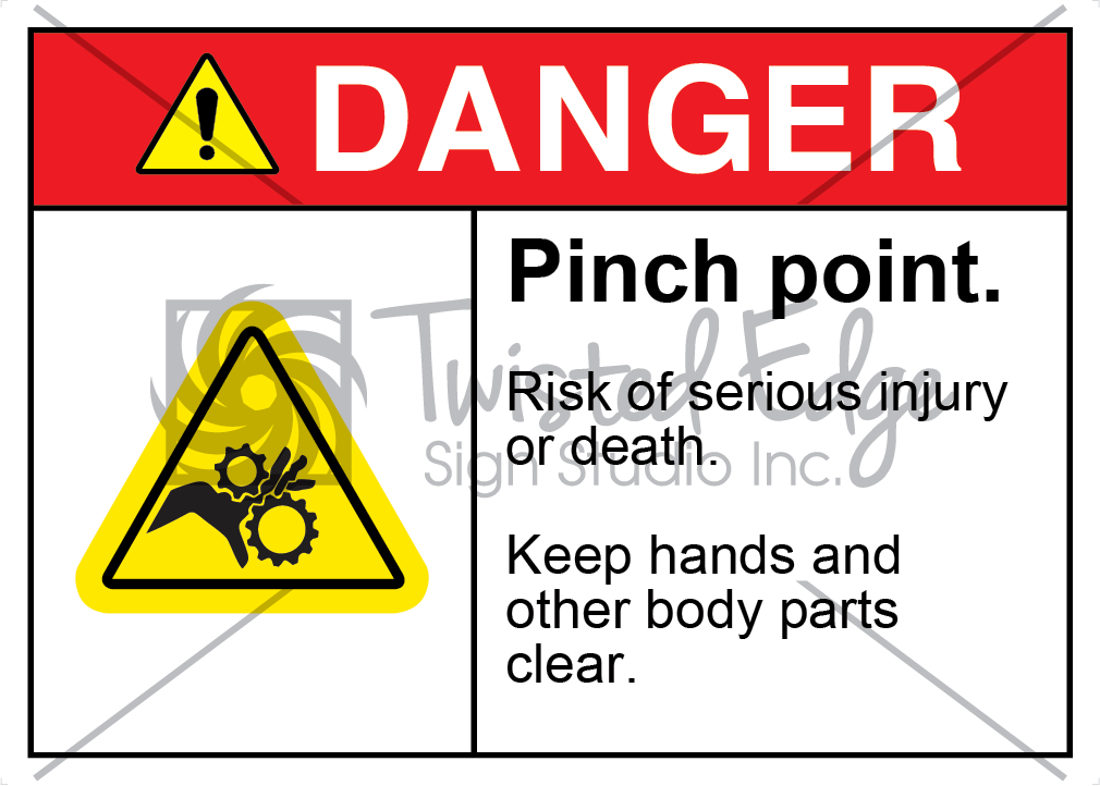 Pinch Point Gear Rollers Safety Sign Danger Pinch Point Gear Rollers