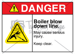 Safety Sign Danger Boiler Blow Down Line