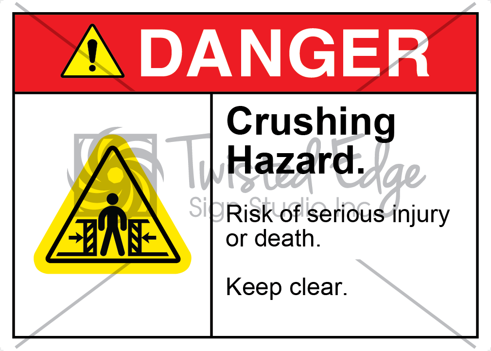 Safety Sign Danger Crushing Hazard