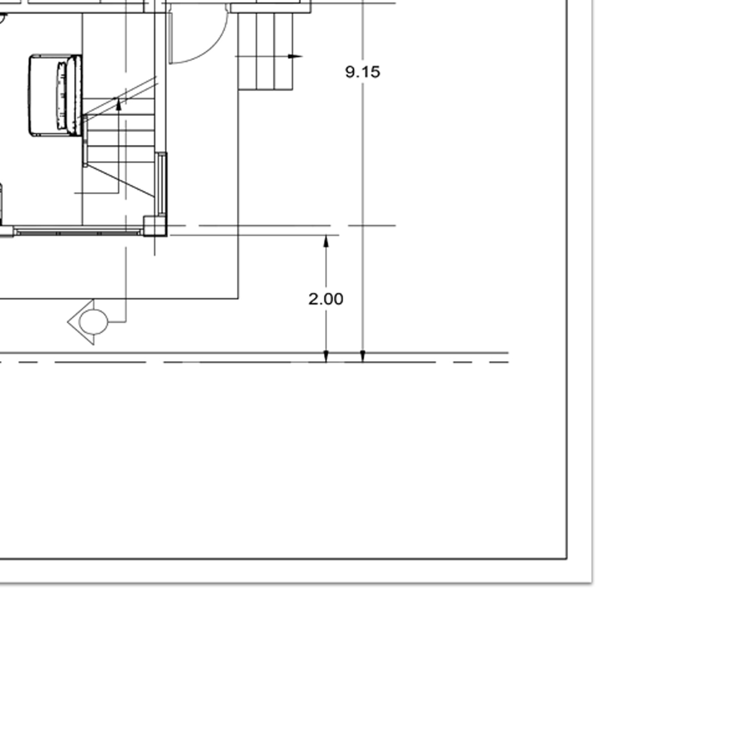 Close up of corner of blueprint to show detail