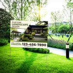 Yard sign for landscaping services displayed in front yard