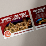 Two postcards on a table covered by a shadow