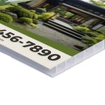 Close up of edge of yard sign to show detail
