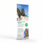 Standard retractable banner with fast turnaround time on a white background