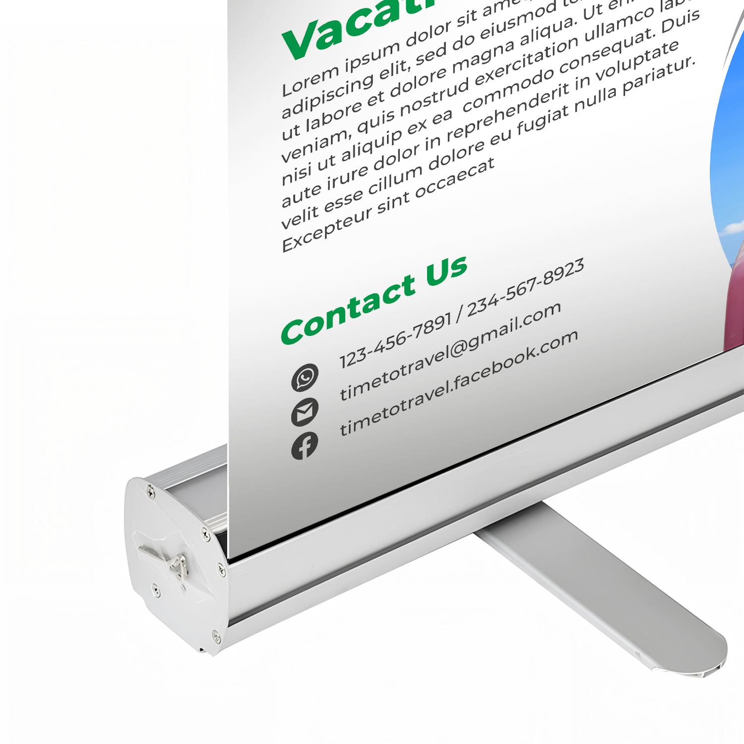 Close up of banner stand hardware to show detail
