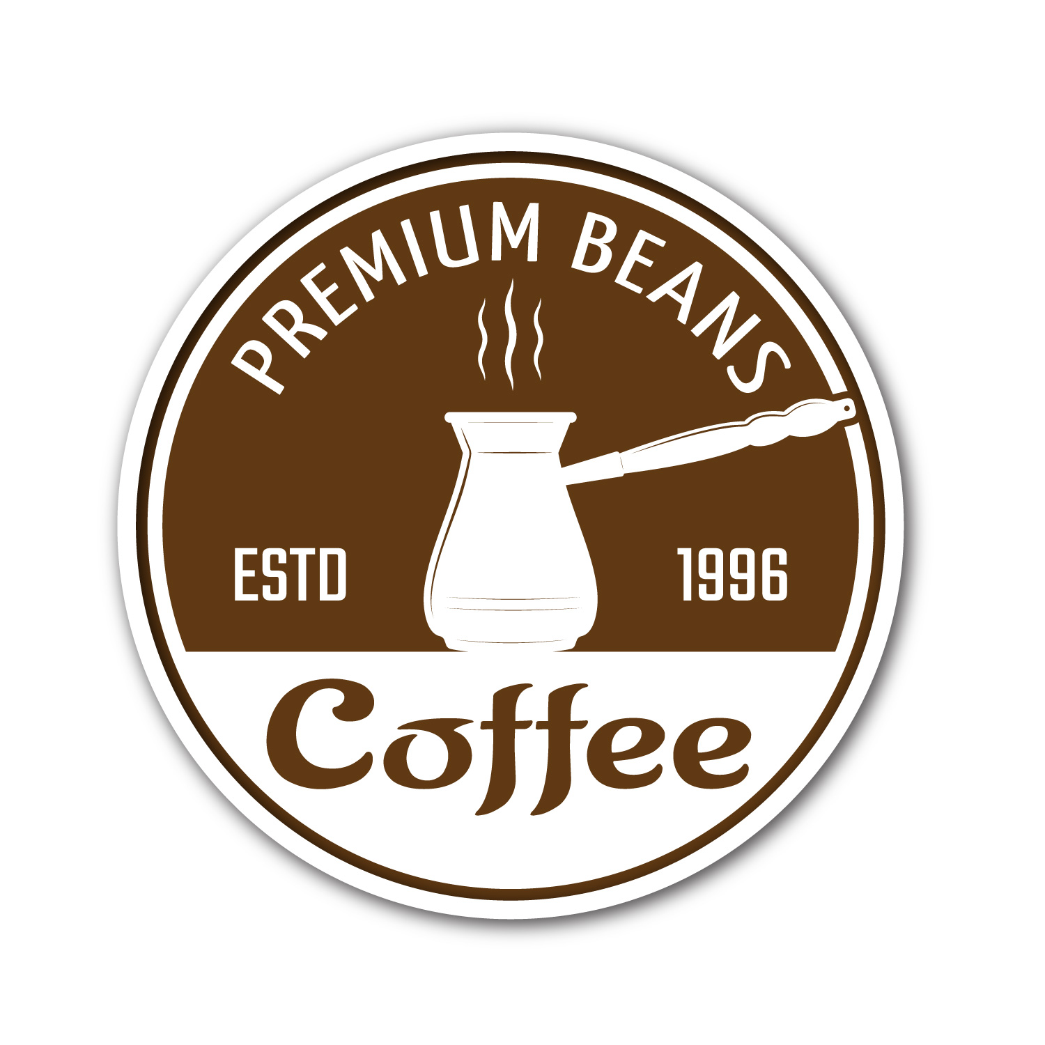 Window cling decal with coffee on a white background