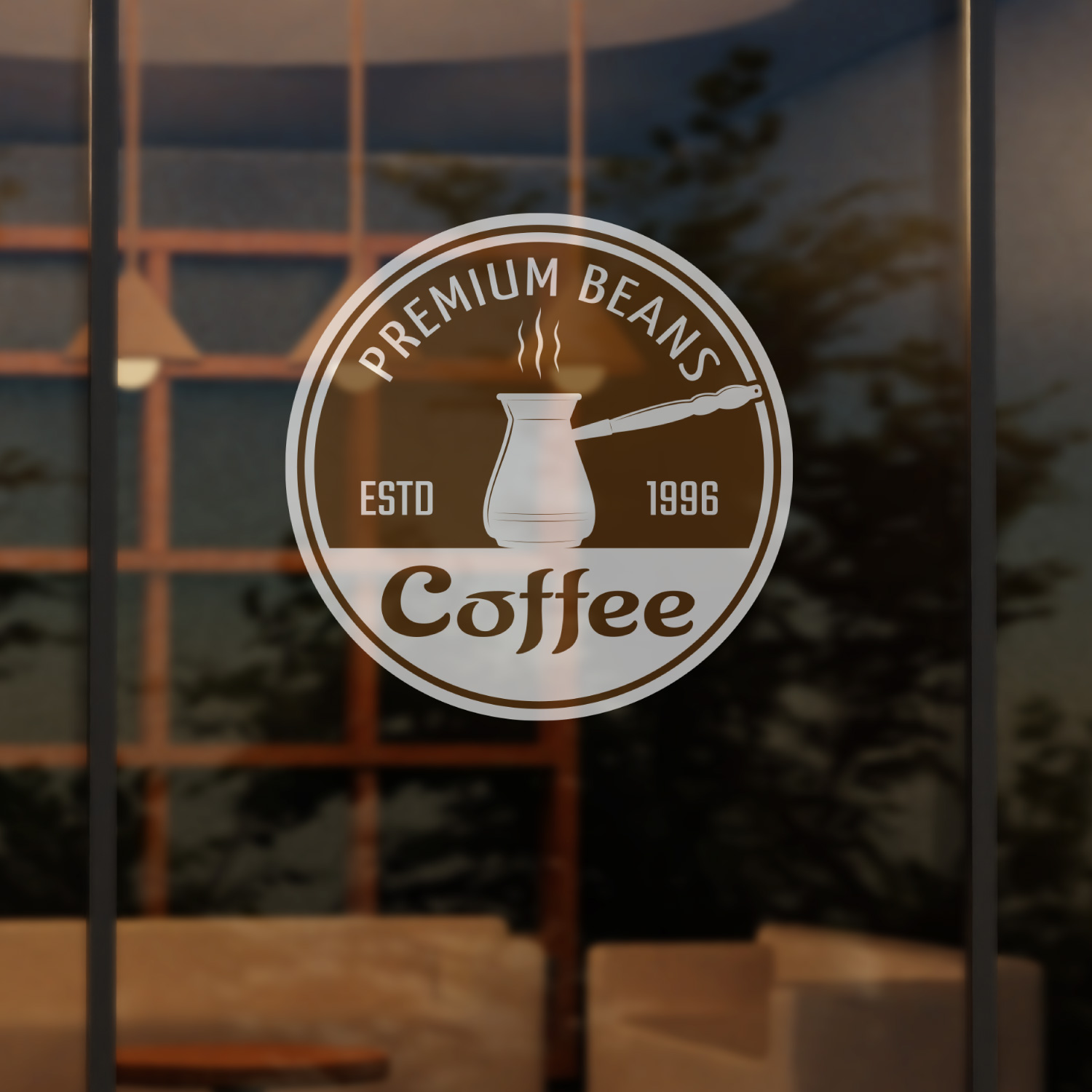 Window with static cling decal installed to show detail