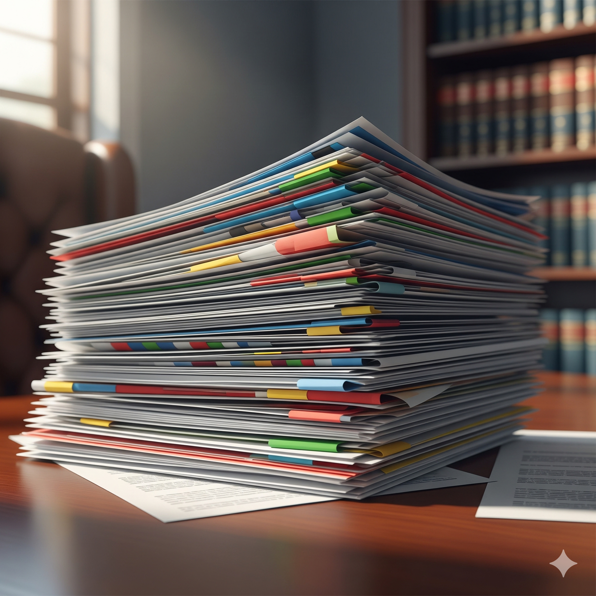 Stack of printed legal documents