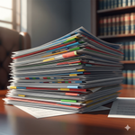 Stack of printed legal documents