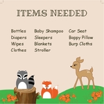 Woodland Baby Shower 4x4 1-sided Insert