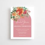 Pink and Orange Floral Bridal Shower Invitation