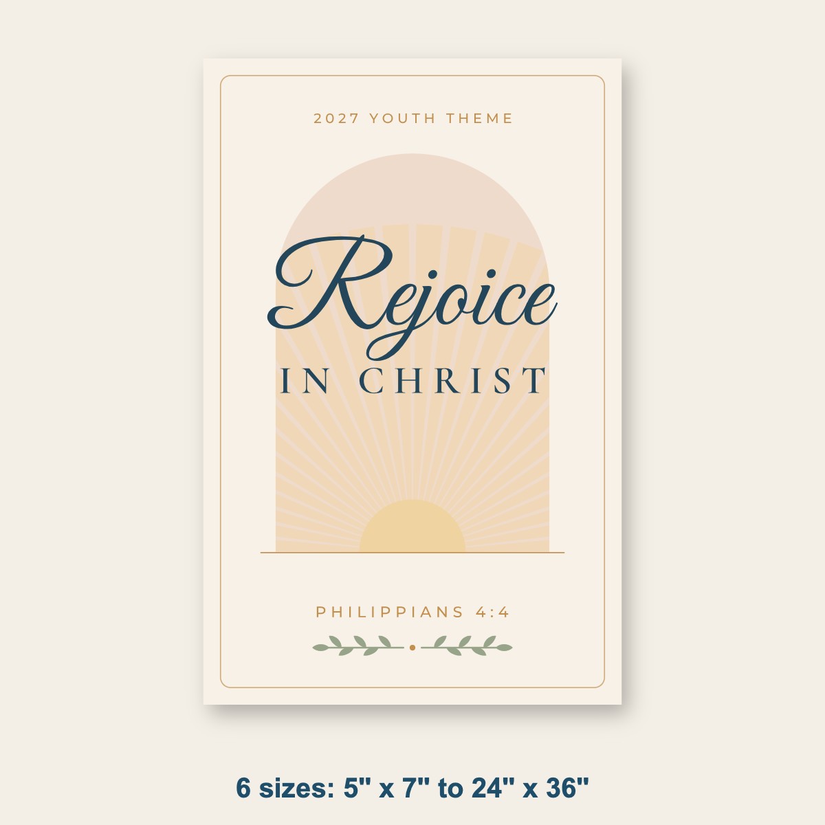 2027 Youth Theme Poster & Print – Rejoice in Christ (5x7 to 24x36)