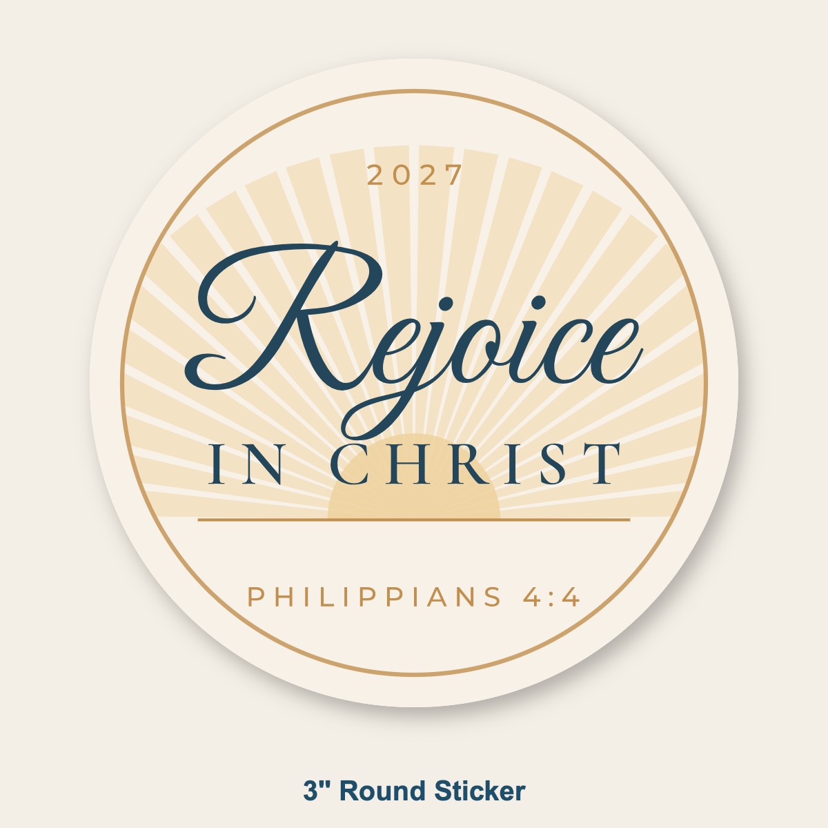 2027 Youth Theme Sticker – Rejoice in Christ (3" round)
