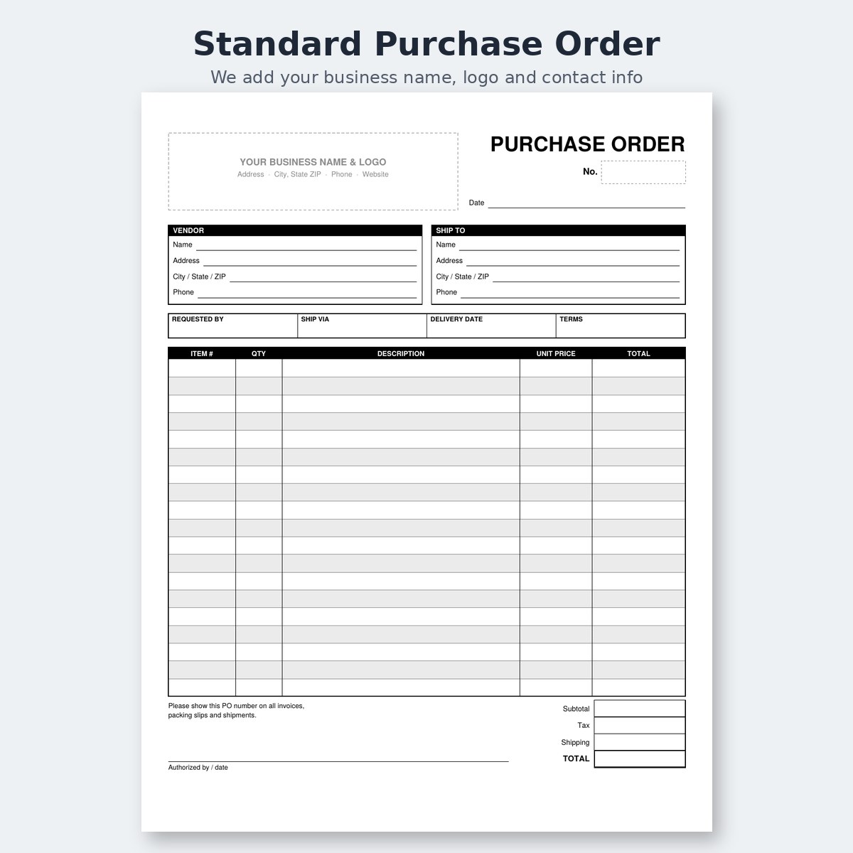 Standard Purchase Order