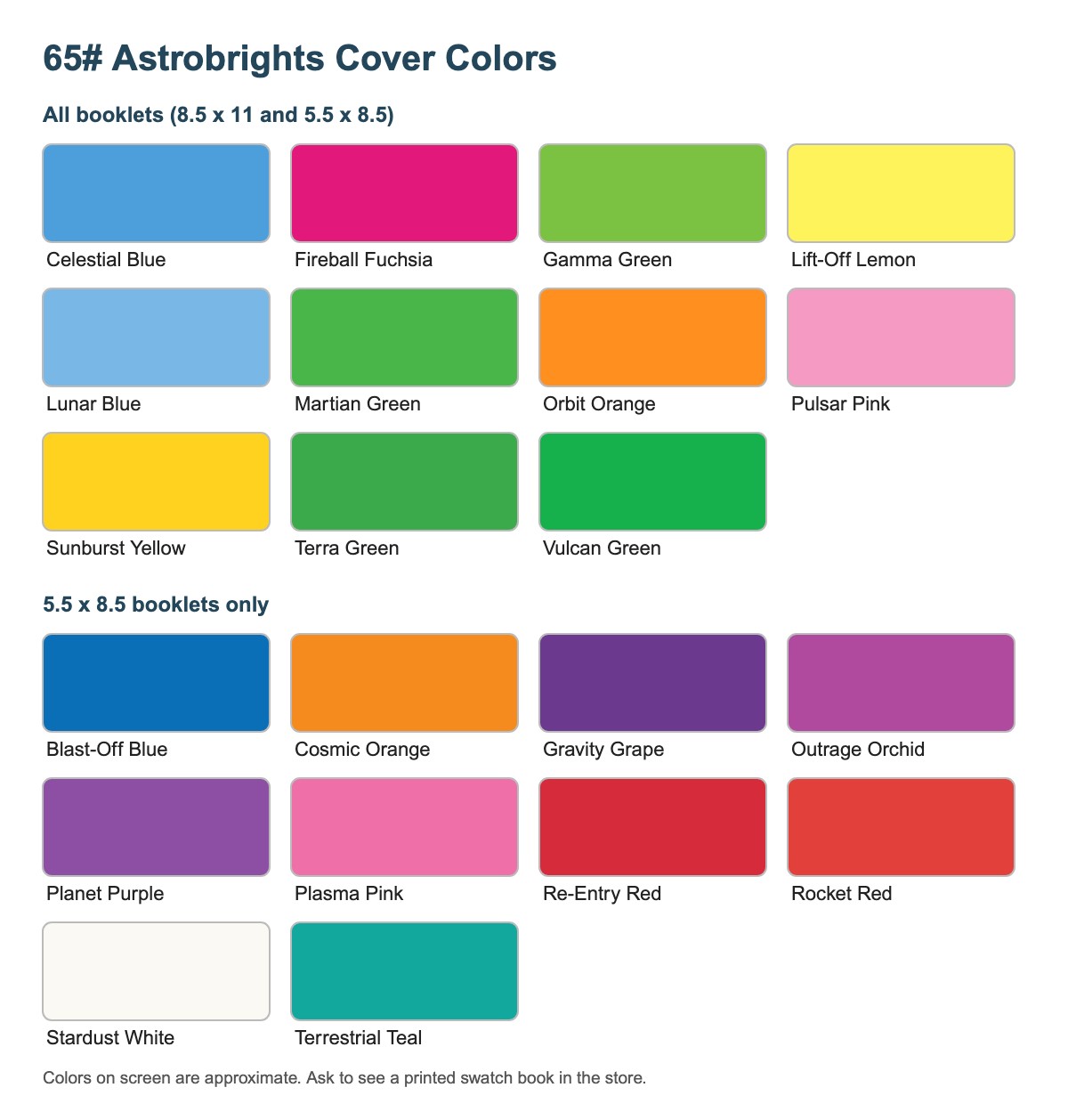 Astrobrights cover colors