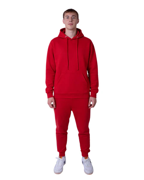 red  premium fleece hoodie